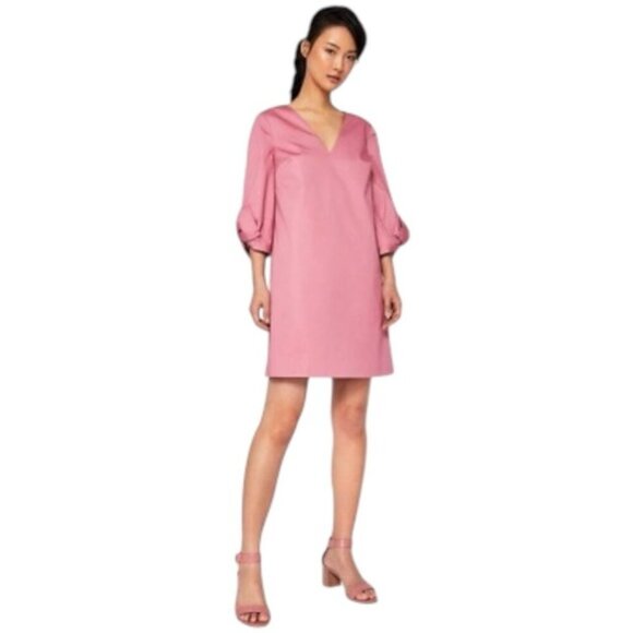 Ted Baker Solyane Pink Bow-Detail Poplin Cotton Shift Dress Size 4 TB Size 1 - Picture 16 of 16